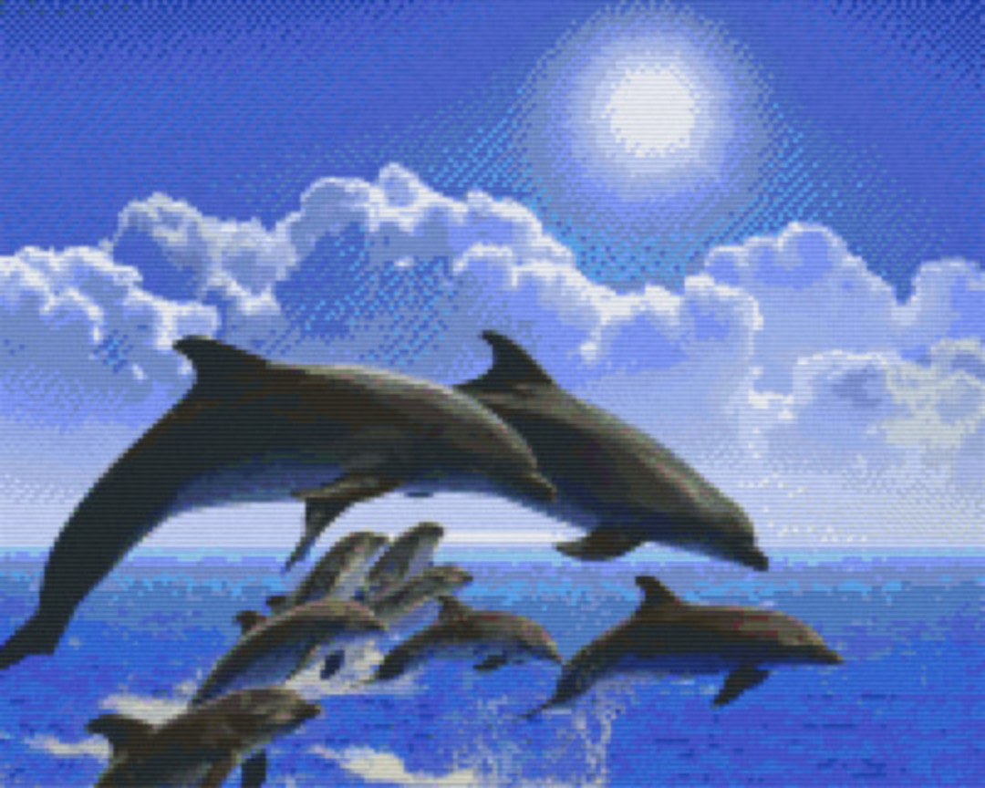 Dolphins Sixteen [16] Baseplate PixelHobby Mini-mosaic Art Kit image 0